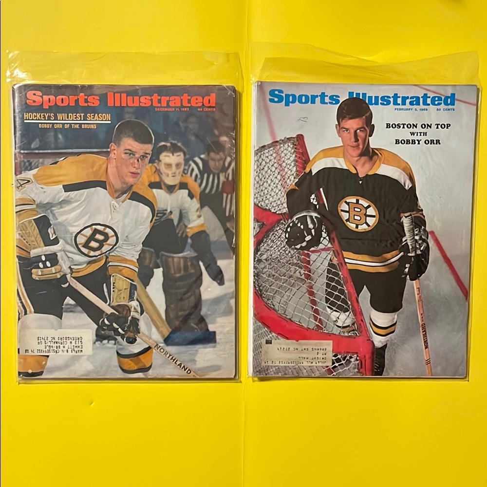 2 Vintage Sports Illustrated Magazines (Bobby Orr’s First Cover)